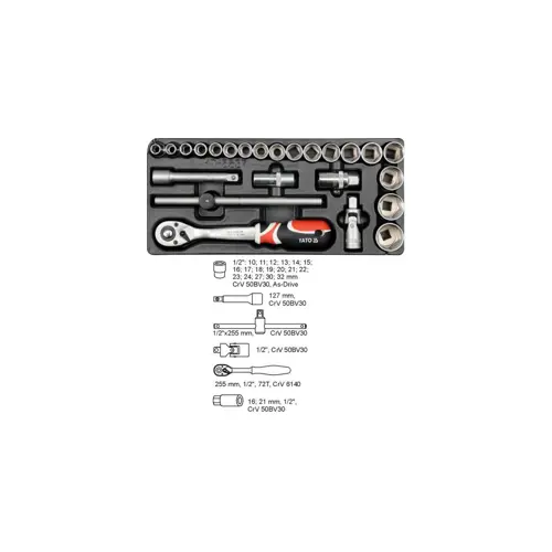 YATO DRAWER INSERT KEY SET 1/2" 24 pcs. 5537