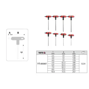 YT. HEX BALL WITH HANDLE SET 8cz 2,5/3/4/5/6/7/8/10mm.