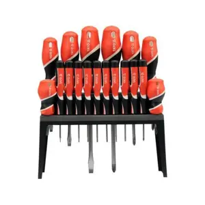 YT. SCREWDRIVERS SET 18pcs. STAND 25982 S2 58 HRC, SLOTTED / PHILLIPS / TORX.