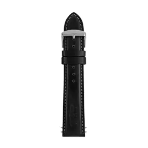 Zeppelin black leather strap, 22 mm