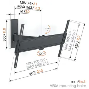 Zidni nosač za TV TVM 1623 (40" - 77", nagib 15, do 35kg)